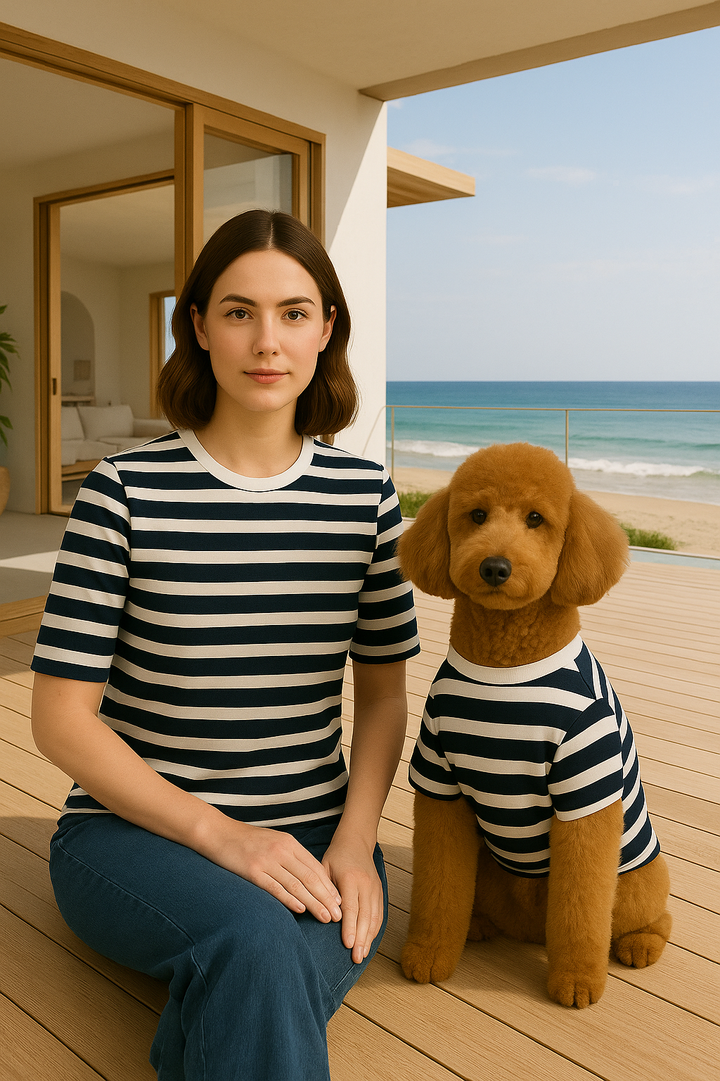 Polo pour chien version élégante en coton doux et confortable avec bordures colorées sur le cou