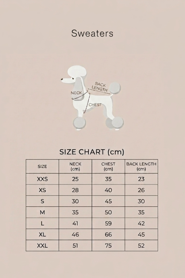 guide de taille pulls pour chien