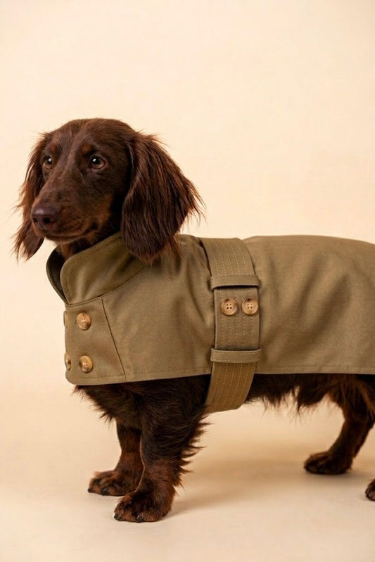 impermeable trench coat dachshund teckel 